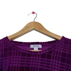 Plum purple Nine West plaid pattern top